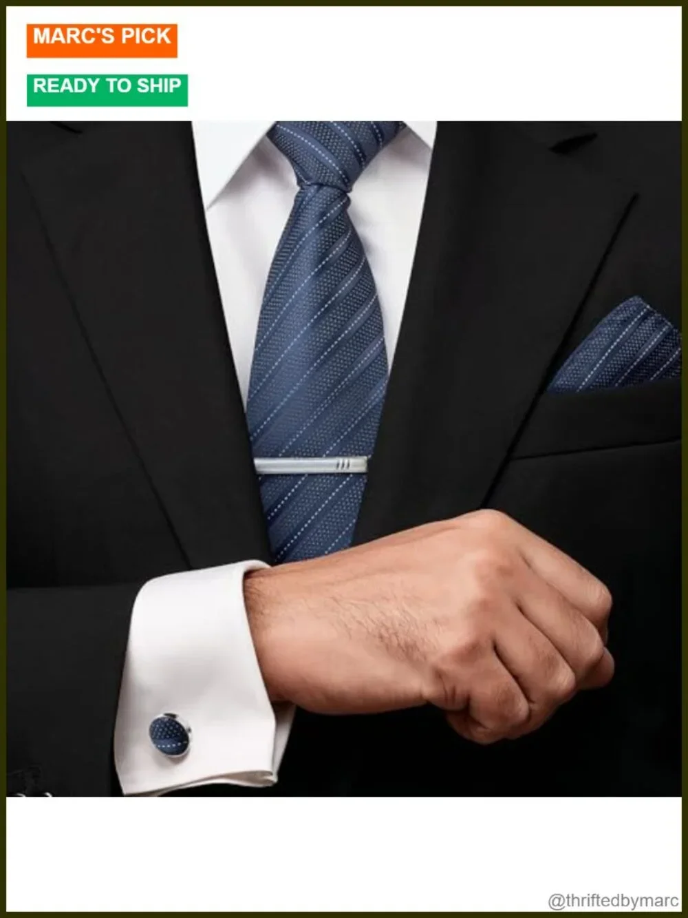 Silky Polyester Tie Set with Pocket Squares, Tie Clips, Cufflinks - 3 Ties